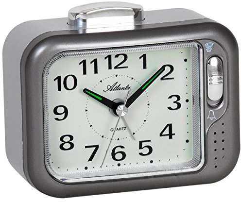 Atlanta Glockenwecker Sehr Laut Klingelton Analog Grau Rechteckig 10x12cm - 1942-4