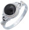 mantraroma Damenring echt Silber schlicht mit rundem Onyx Boho