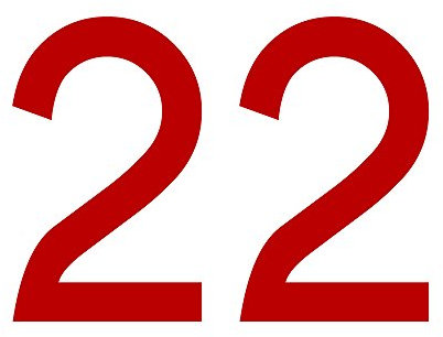 1peak Zahl 22 in rot, 30 cm großer Sticker aus Selbstklebender Klebefolie zum aufkleben, wetterfeste Klebezahl