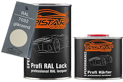 RAL 7032 Kieselgrau glänzend Lack Dose + Härter 1,5 L | 2K-Set aus Lack + Härter, schnelltrocknend