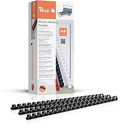 Peach Plastikbinderücken A4 - 12mm - 95 Blatt - 100 Stück - schwarz - PB412-02