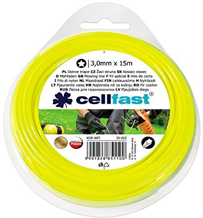 Cellfast Mähfäden Für Trimmer, Ersatzfaden Sternförmig, Durchmesser 3mm, Länge 15m