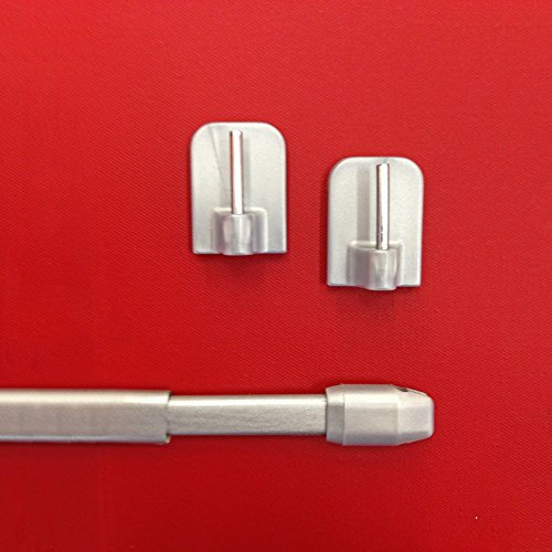 Easy-Shadow - 1 Stück Vitragestange 80-140 cm inkl. 2 Stück Klebehaken in Farbe silber-matt/chrome-matt - Scheibenstange Cafehausstange ausziehbar 11 mm Höhe - silber-matt/chrome-matt