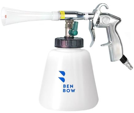 BenBow Pistola di Pulizia Classic ad Aria Compressa con Imbuto in Plastica - Pistola di Lavaggio, Pulizia Potente con Effetto vortice - Serbatoio da 1 litro - ottimale per Pulizia Auto