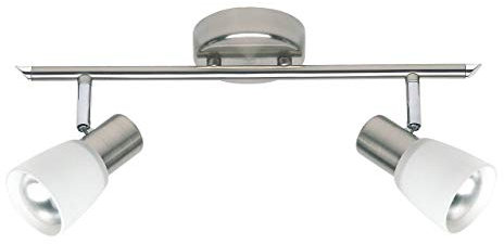 BRILLIANT Lampe Luca Spotrohr 2flg eisen/chrom/weiß | 2x R50, E14, 40W, geeignet für Reflektorlampen (nicht enthalten) | Köpfe schwenkbar