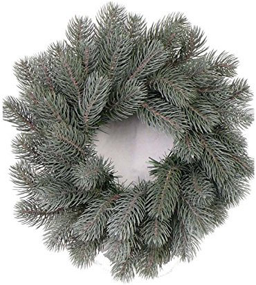 kunstpflanzen-discount.com Weihnachtskranz mit 63 Spritzguss Zweigen, Bavaria Frost, Durchmesser 40cm - Künstlicher Adventskranz im Naturlook bläulich frostig eisig