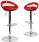 Flash Furniture Moderner Barhocker aus Kunststoff, höhenverstellbar, mit Abgerundeter Rückenlehne und Chromsockel, ABS, Metall, Rot, 2 Stück