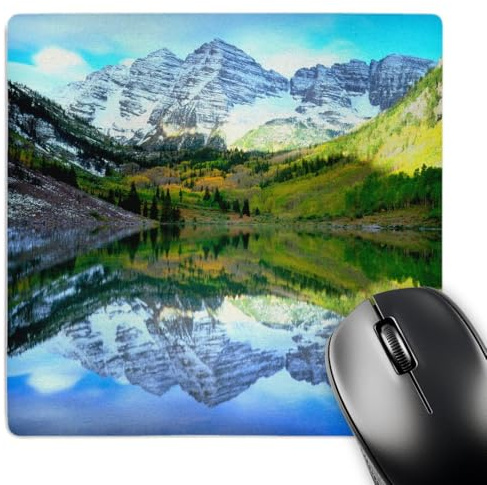 3dRose mp_207843_1 8 x 8 USA Colorado. Rocky Mountains Maroon Bells Reflect in Maroon Lake. Mouse Pad