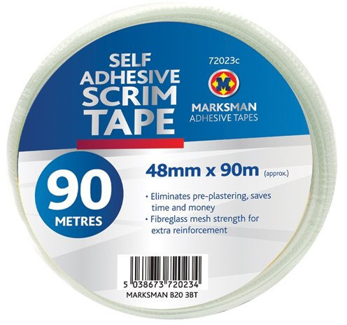 BARGAINS-GALORE 90M Self Adhesive Scrim Tape - Plastering Mesh Strong Fibreglass | 90 Metre, Plasterboard, Strong Durable, Long Lasting | High-Strength, Drywall Repair | Multi Purpose