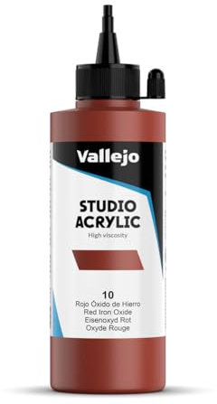 VALLEJO ACRYLIC STUDIO, PINTURA ACRÍLICA, 200ML, ROJO OXIDO DE HIERRO, Nº 10