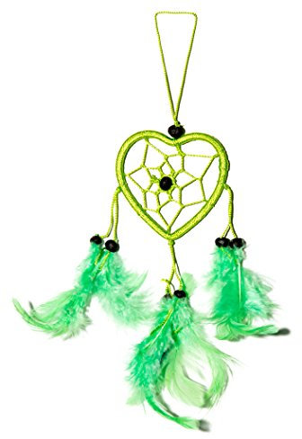 Ca 25cm x 6cm Herz Dreamcatcher Neon Grün Auto Traumfänger