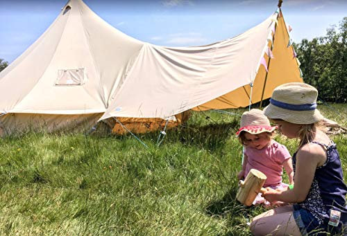 Bell Tent Boutique 285gsm Medium 100% Natural Canvas Bell Tent Awning Kit – 3.6m x 2.4m Canvas with 2 x 1.9m Poles & 8 Pegs and Guy Ropes | Includes Storage Bags