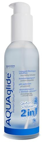 JOYDIVISION AQUAglide 2-in-1, 125 ml, wasserbasiertes Massage & Gleitgel, transparent und geruchsneutral, ölfreies Gleitmittel & kompatibel mit Latex-Kondo Men