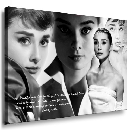 Kunstdruck Audrey Hepburn / Bild 100x70cm / Leinwandbild fertig auf Keilrahmen/Leinwandbilder, Wandbilder, Poster, Pop Art Gemälde, Kunst - Deko Bilder