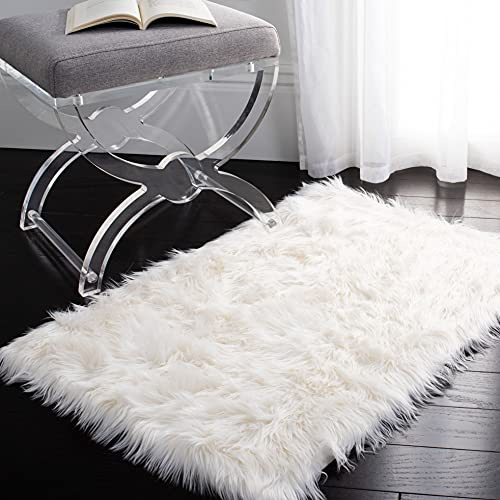 SAFAVIEH Faux Sheep Skin Collection 2' x 3' Ivory FSS235A Silken Glam 2.35-inch Thick Accent Rug