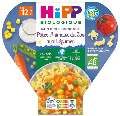 Hipp Biologique Les Pré-Maternelles Pâtes Animaux du Zoo aux Légumes dès 12 mois - 6 assiettes de 230 g
