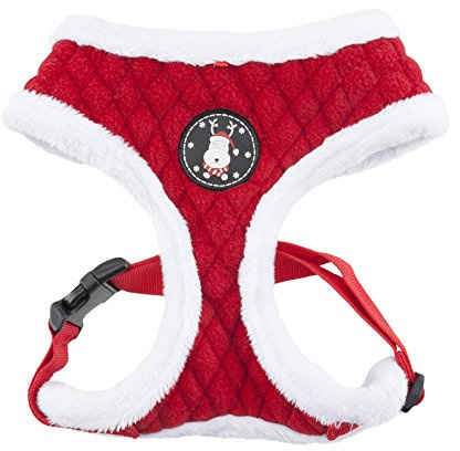 Puppia Christmas Dog Harness - Soft Fleece Edge for Medium Dogs - Red