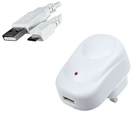 Mr.Gadget Solutions® Fast Charger 2.1 amp for Accelerated Charging, UK (for Kindle Fire tablets and Kindle e-readers) Includes White USB 2.0 Micro usb Cable