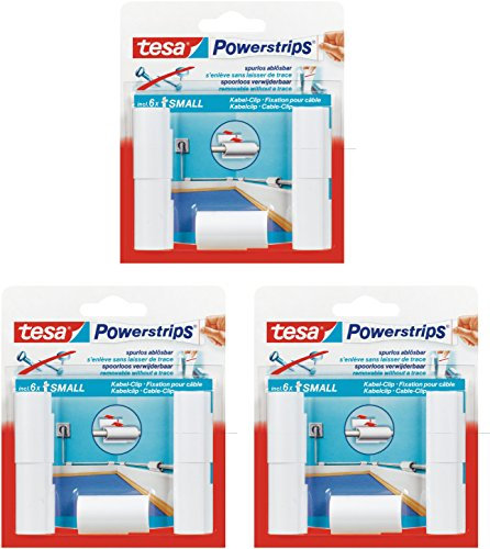 tesa Powerstrips Kabel Clip, weiß, 15 Stück