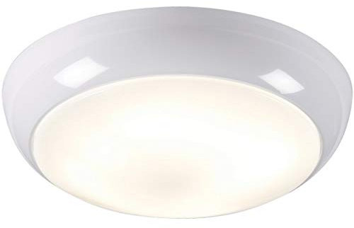 Knightsbridge IP44 28W HF Emergency Polo Bulkhead with Opal Diffuser, White Base and Microwave Sensor