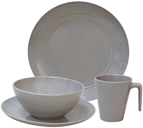 Flamefield Geschirr-Set, 16 Teile, aus Melamin, braun