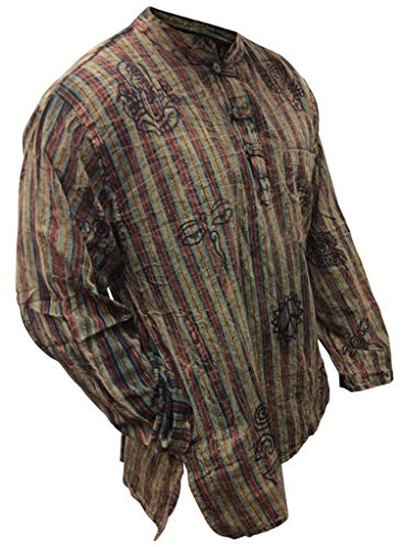 SHOPOHOLIC FASHION Unisex Stonewashed Striped Light Weight Hippy Grandad
