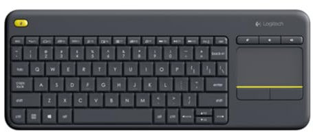 Logitech K400 Plus Kabellose TV-Tastatur mit Touchpad, 2.4 GHz Verbindung via Unifying USB-Empfänger, Programmierbare Multimedia-Tasten, Windows/Android/ChromeOS, Ungarisches QWERTY-Layout - Schwarz
