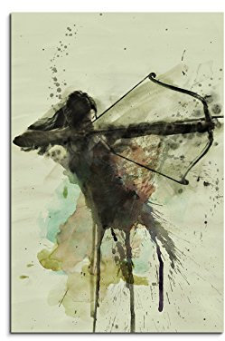 Paul Sinus Art Bogenschuetze Tomb Raider 90x60cm Aquarell Art Bilder Unikat Leinwandbild direkt vom Künstler