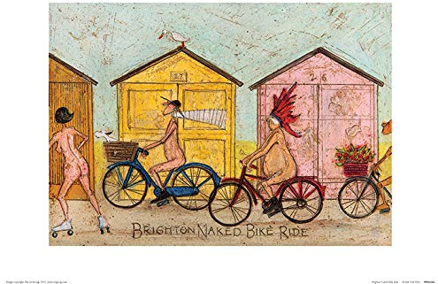 Sam Toft Brighton Naked Bike Ride 30 x 40cm Kunstdruck, Mehrfarbig