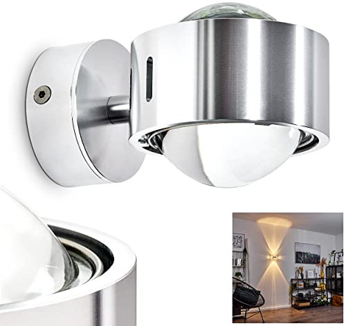 Wandlampe Sapri - Geradlinige Wandleuchte mit Schlitzen an der Seite - Wandspot aus Metall und Linsen aus Glas - Wand Lampe mit tollen Lichteffekten, ohne Leuchtmittel