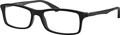 Ray-Ban Unisex RX7017 Rectangular Prescription Eyewear Frames, Matte Black/Demo Lens, 52 mm
