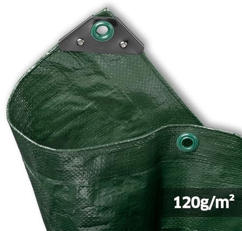 NOOR Abdeckplane Hobby - 120g/m² - 8x10 m - Grün - Allzweckplane für Schutz vor Witterung - Ideal geeignet für den Garten - UV-stabil, beidseitig beschichtet, wasserfest, abwaschbar & langhaltig