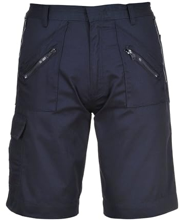 Portwest S889 de Sécurité de Travail 2 Poches Latérales Zippées Polycoton | Marine, 3XL, UPF 50+, Lavable en Machine à 60°C, Ceinture Semi Élastiquée, Coutures Double Piqûre, Protection UV, Respirant