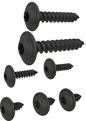 Blechschrauben Flachkopf mit Scheibe TORX schwarz verzinkt DIN 7049 Auswahl: 4,2 x 16 mm, 20 Stück