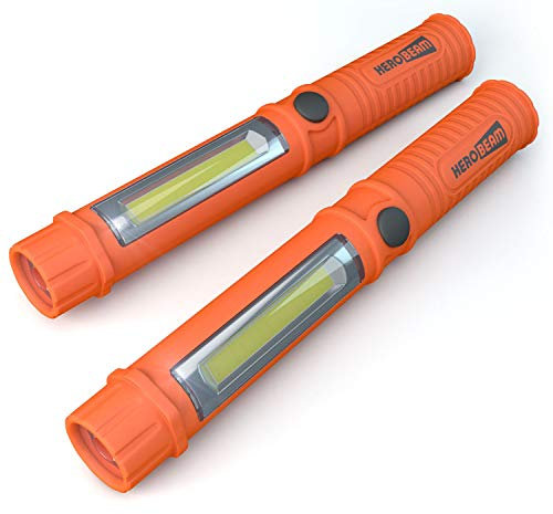HeroBeam 2 x Notleuchte fürs Auto - super helle LED Taschenlampe/Arbeitslampe mit Magnet und Gürtelclip - Unverzichtbar im Handschuhfach bei nächtlichen Autopannen