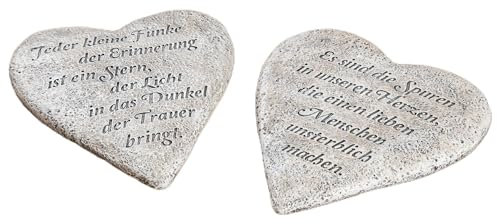 GILDE Gedenkherz Granit-Design flach mit Spruch