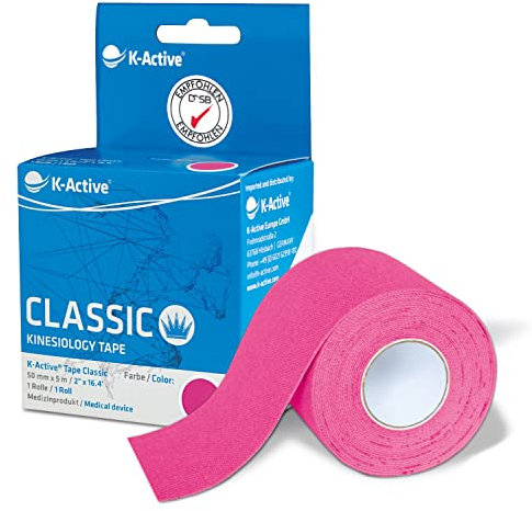 1 rouleau de bandage kinesiotape k-active rose 5cmx5m