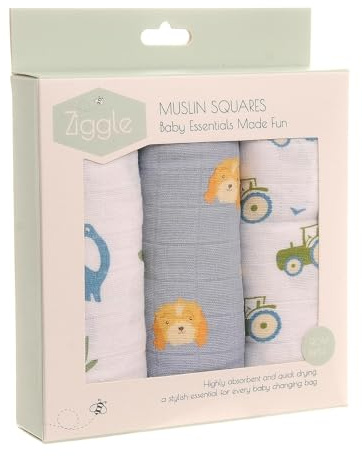 Ziggle Muslin Cloths for Baby, Luxury Large Muslin Squares 25x25 | Thick, Absorbent & Breathable Cotton | Newborn Essentials & Baby Muslins Blanket Gift