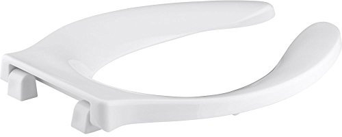 KOHLER K-4731-SC-0 Stronghold Elongated Toilet Seat with Self-Sustaining Check Hinge and Integrated Handle, White