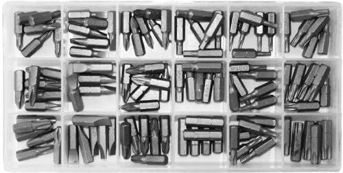 SW-Stahl 04142L Bitsortiment 108-teilig - Bit-Set 1/4 Zoll Chrom-Vanadium | Schrauberbit-Satz mit 25 mm Laenge in Kunststoffkassette - Profile: Schlitz, PH, PZ, Innensechskant und T-Profil