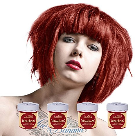 La Riche Directions - Set of 4 Vermillion Red Semi-Permanent Hair Colour - 88ml Jars