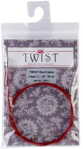 ChiaoGoo Cable 22 inch (55cm) with Key for Twist Red Lace Interchangeable Large Knitting Needle Set 7522-L