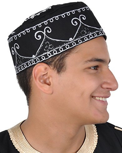 Egypt Bazar Traditionelle Arabische Kopfbedeckung - Araber - Karnevalskostüm- schwarz/weiß (KB0069)