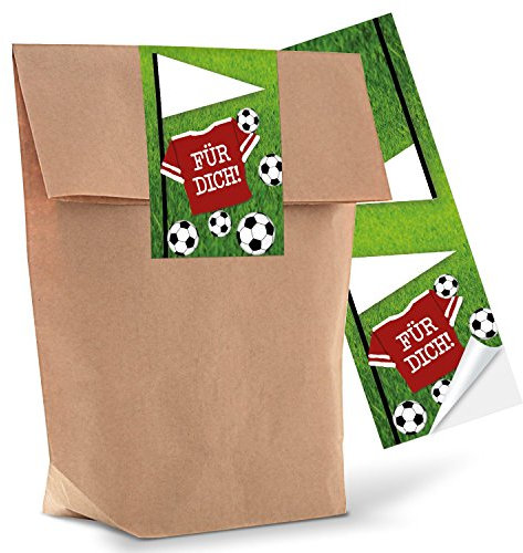 Logbuch-Verlag 10 kleine FUSSBALL Geschenktüte Kindertüte Mitgebseltüte Jungen FÜR DICH Fanartikel Fußballdeko Geburtstagstüte 14 x 22 x 5,6 cm