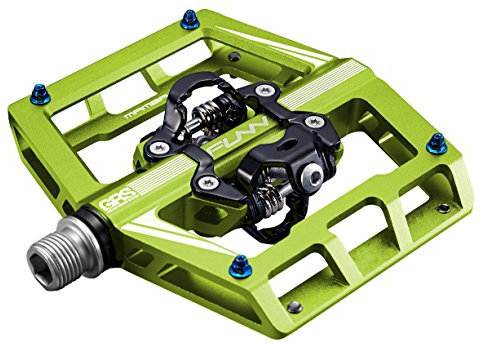 Funn Mamba Mountain Bike Clipless Pedals, doppelseitige Klickpedale mit breiter Plattform für MTB, kompatibel mit SPD Cleats, 9/16-Zoll CrMo-Achse Fahrradpedale (Grün)