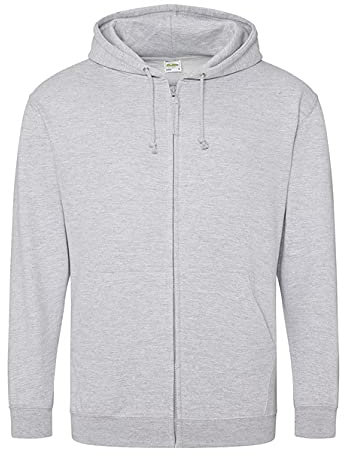 AWDis Just Hoods Men's Zoodie Hoodie, Grey (Heather Grey), Large