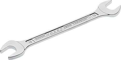 HAZET Doppel-Maulschlüssel 450N-18X19 verchromt, Schlüsselweite: 18 x 19 mm | Maulstellung: 15° | Schaft mit extra stabilem HAZET Doppel-T-Profil | Made in Germany