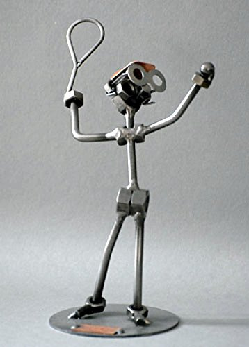 Hinz & Kunst Tennis Aufschlag Stahlfigur als Schraubenmännchen Schweissfigur der besonderen Art und ideales Männergeschenk