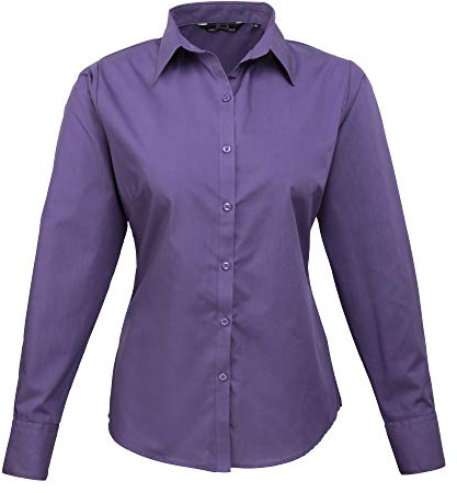 Premier Fitness Women's Poplin Long Sleeve Blouse Regular Fit Long Sleeve Blouse, Purple (Purple), 26 (Manufacturer Size:26)