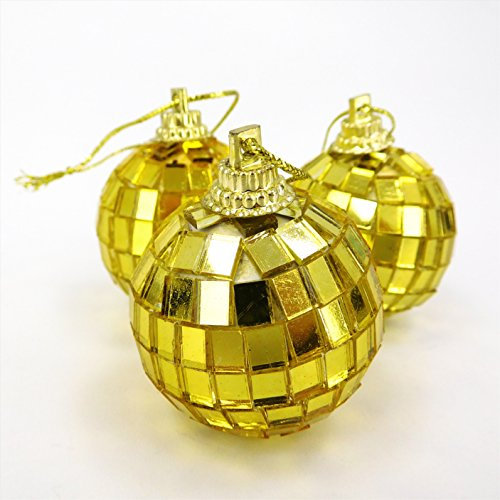 Christmas Concepts® Pack of 12-40mm (1.6) Mirror Disco Baubles - Christmas Tree Decorations (Gold)
